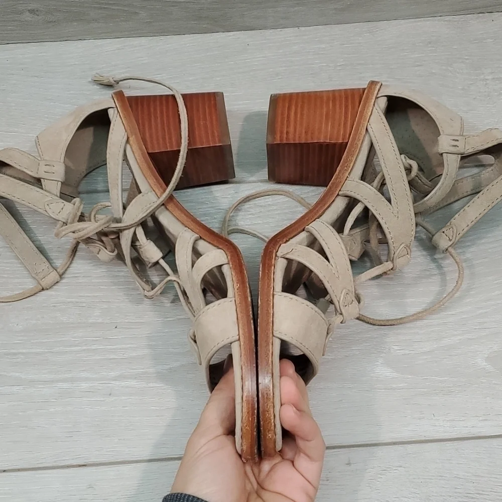 Frye Womens Gladiator Brielle Heels Suede Sandals shoes sz 8.5M